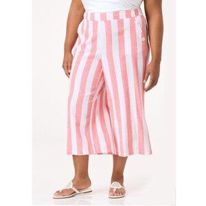 Cato Cropped Stripe Linen Pants - 18/20